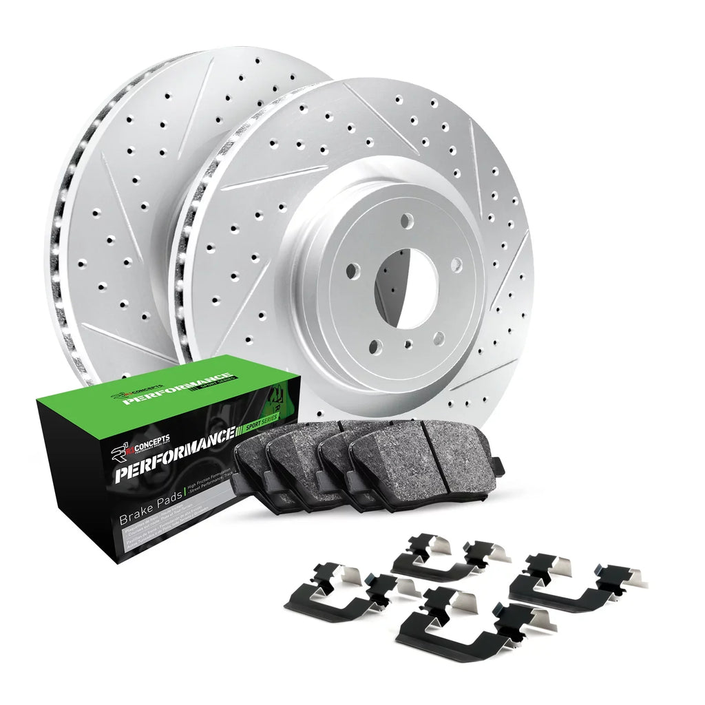 R1 Concepts Front Brakes and Rotors Kit |Front Brake Pads| Brake Rotors and Pads| Peformance Sport Brake Pads and Rotors |Hardware WBSH1-68016