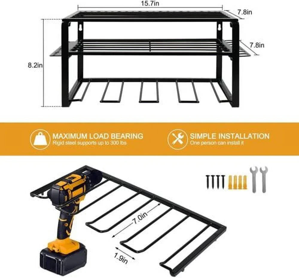 Heavy Duty Power Tool Organizer Utility Storage Rack Wall-Mounted Drill Holder