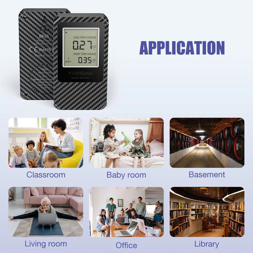 Life Basis Battery Operated Digital Radon Detector Home Radon Detector Portable