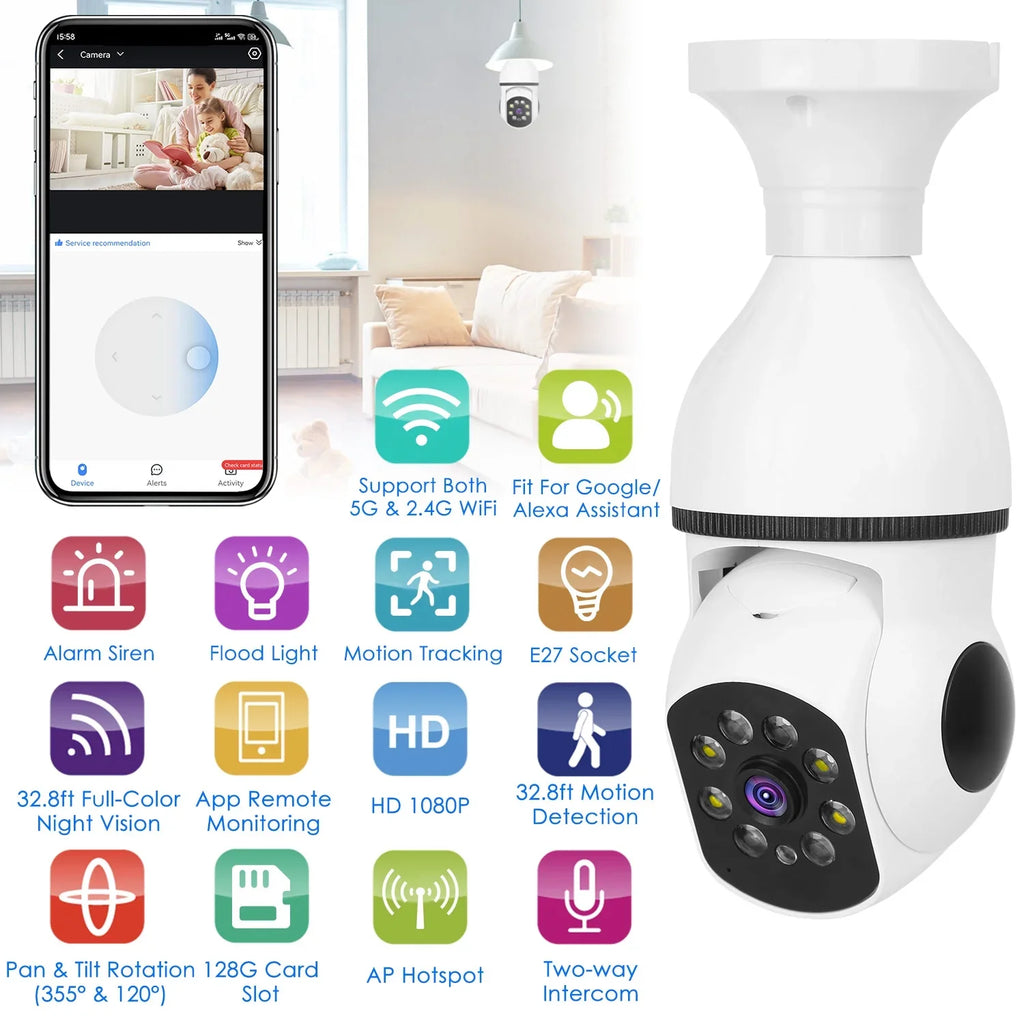 Electric Security Surveillance Camera iMounTEK 1080P  Wireless E27 WiFi Bulb Camera 360 Degree Panoramic Motion Tracking Alarm Two-Way Audio Night Vision  Control