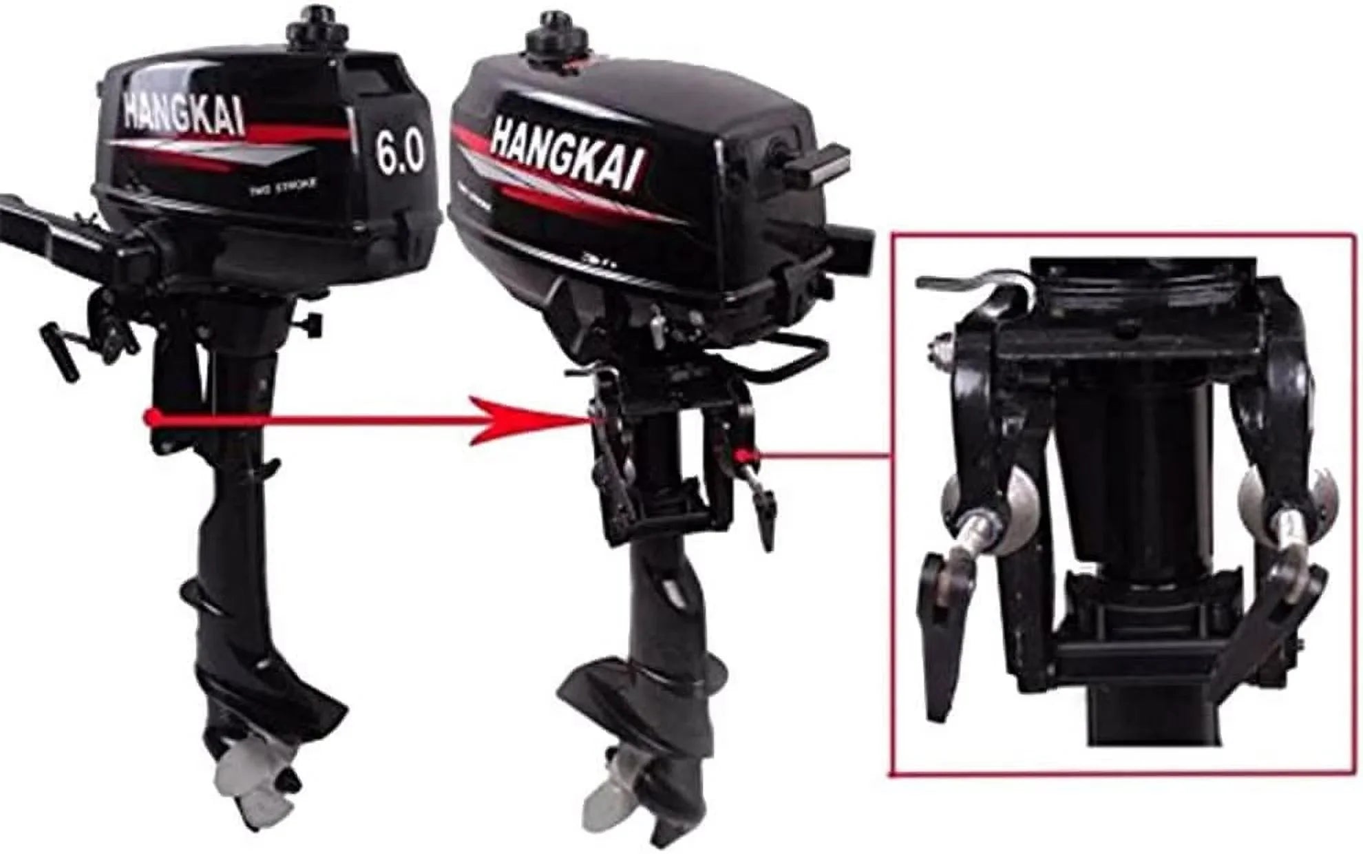 6  2-Stroke Outboard Motor Tiller Shaft Inflatable Fishing Boat Marine Engine Water Cooling  System