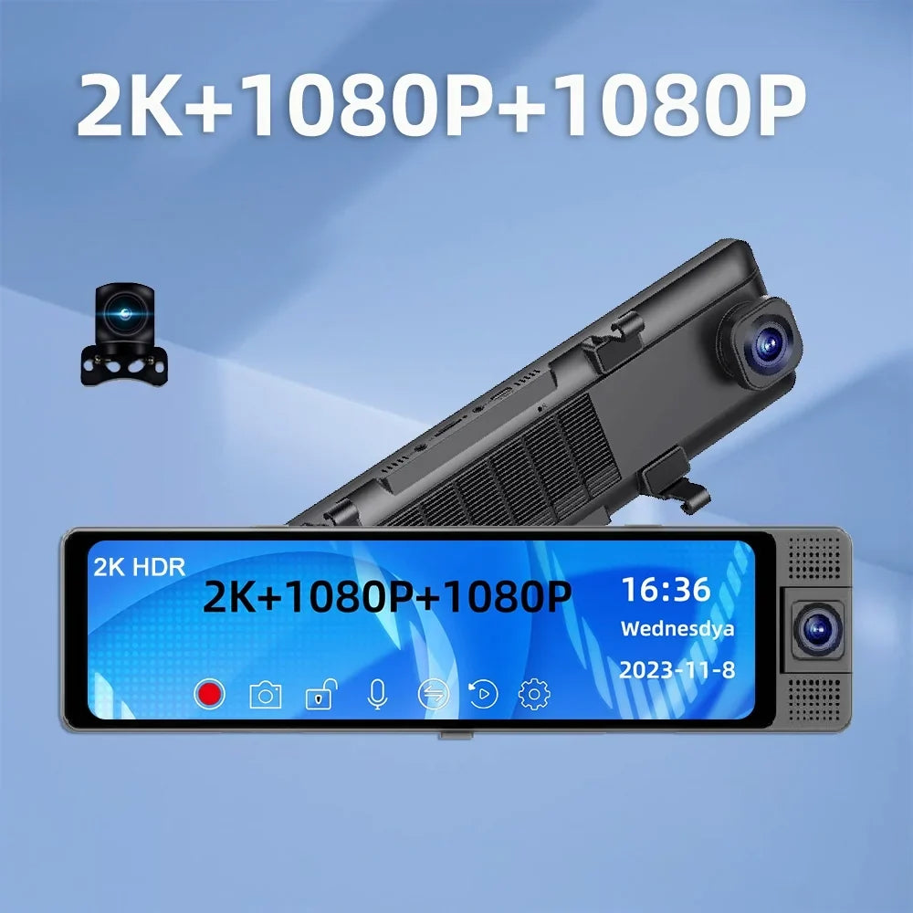 Andoer Dashcam,Dashcam Car Auto Safety Wide Auto Car Rearview Wide Car Auto With Wifi Car Camera Rearview Mirror Car Video Clear Auto Wifi - 3 Cameras Video Car - Dash Cam - Car - Wide Camera Wide 3