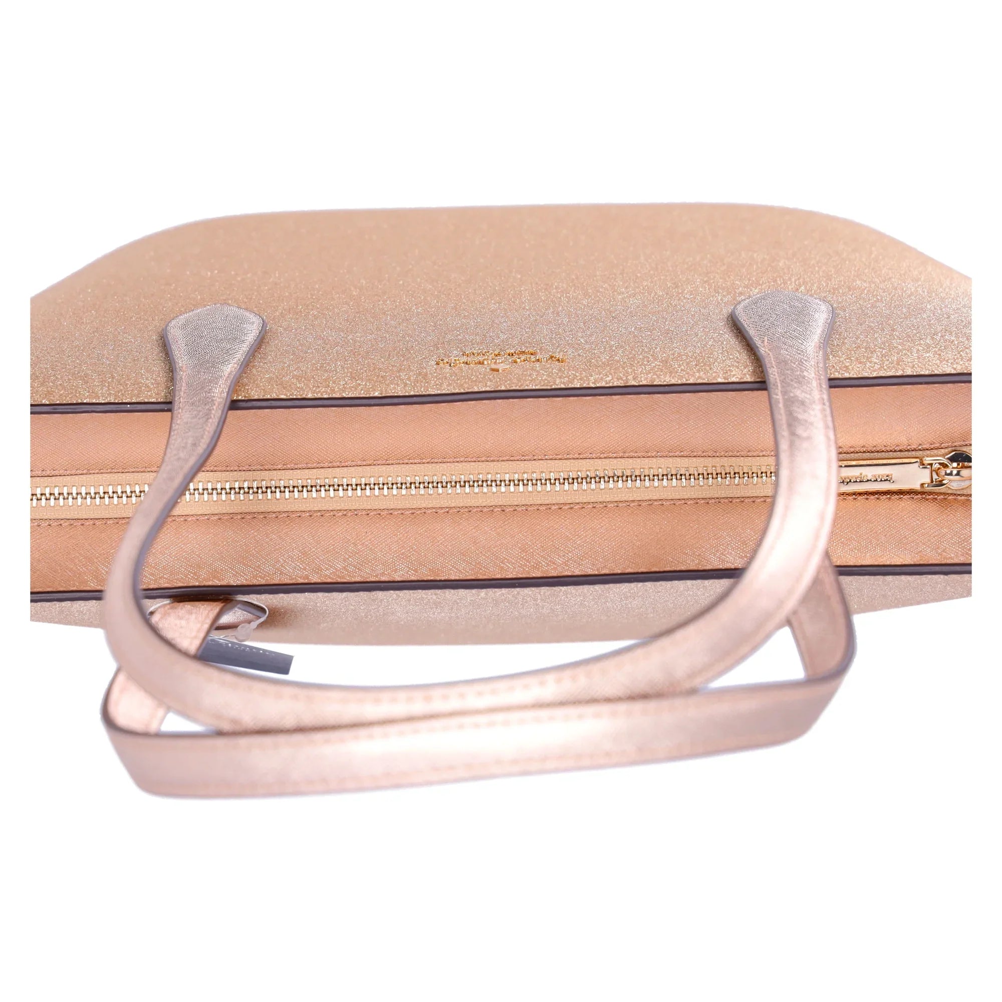 Kate Spade Glimmer Large Top Zip Tote Shoulder Bag Gold Glitter Holiday + Wallet