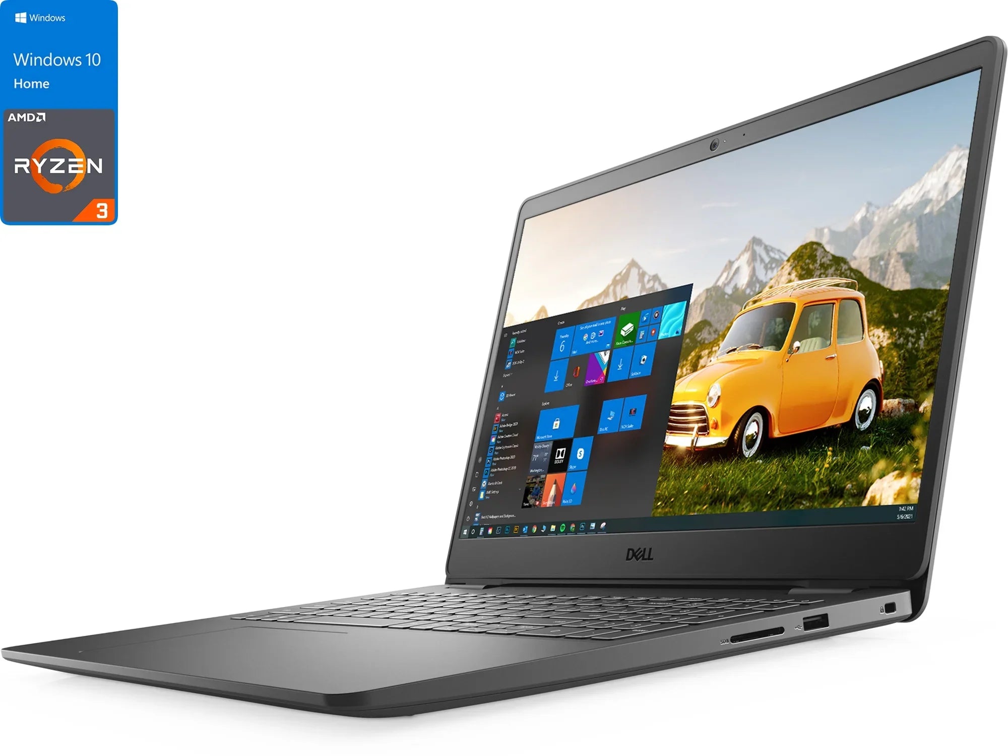 Dell Inspiron 3505 Notebook, 15.6"  Display,  Ryzen 3 3250U Upto 3.5GHz, 8GB , 512GB NVMe , Vega 3, , Card Reader, Wi-Fi, Bluetooth, Windows 10 Home