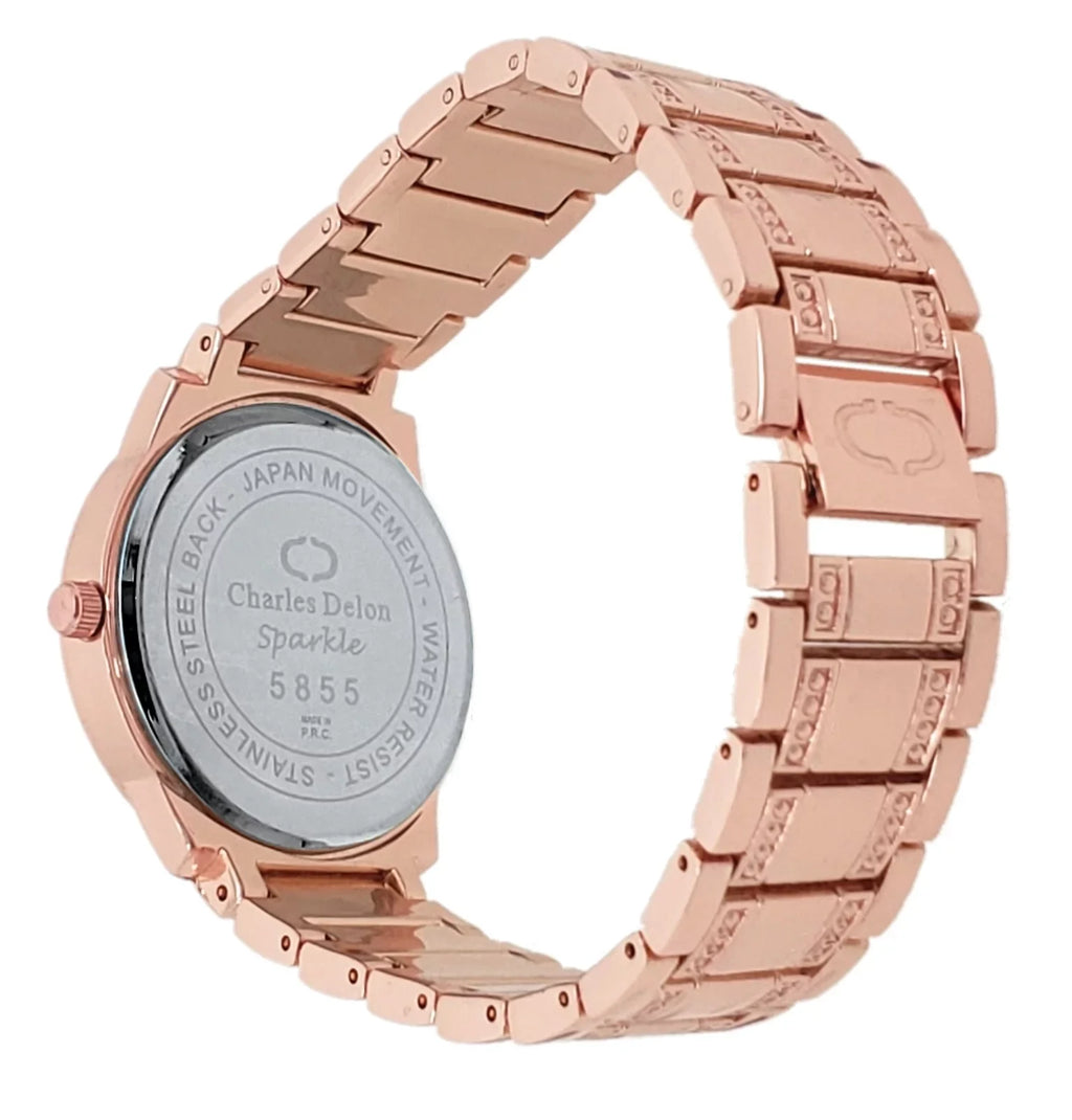 Charles Delon Women's Watch 5855  Rose Gold/Black Stainless Steel Quartz