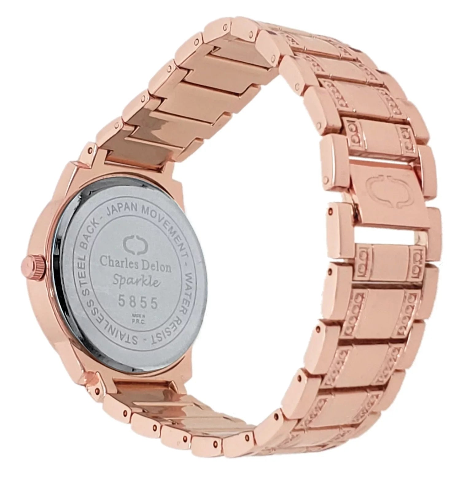 Charles Delon Women's Watch 5855  Rose Gold/Black Stainless Steel Quartz
