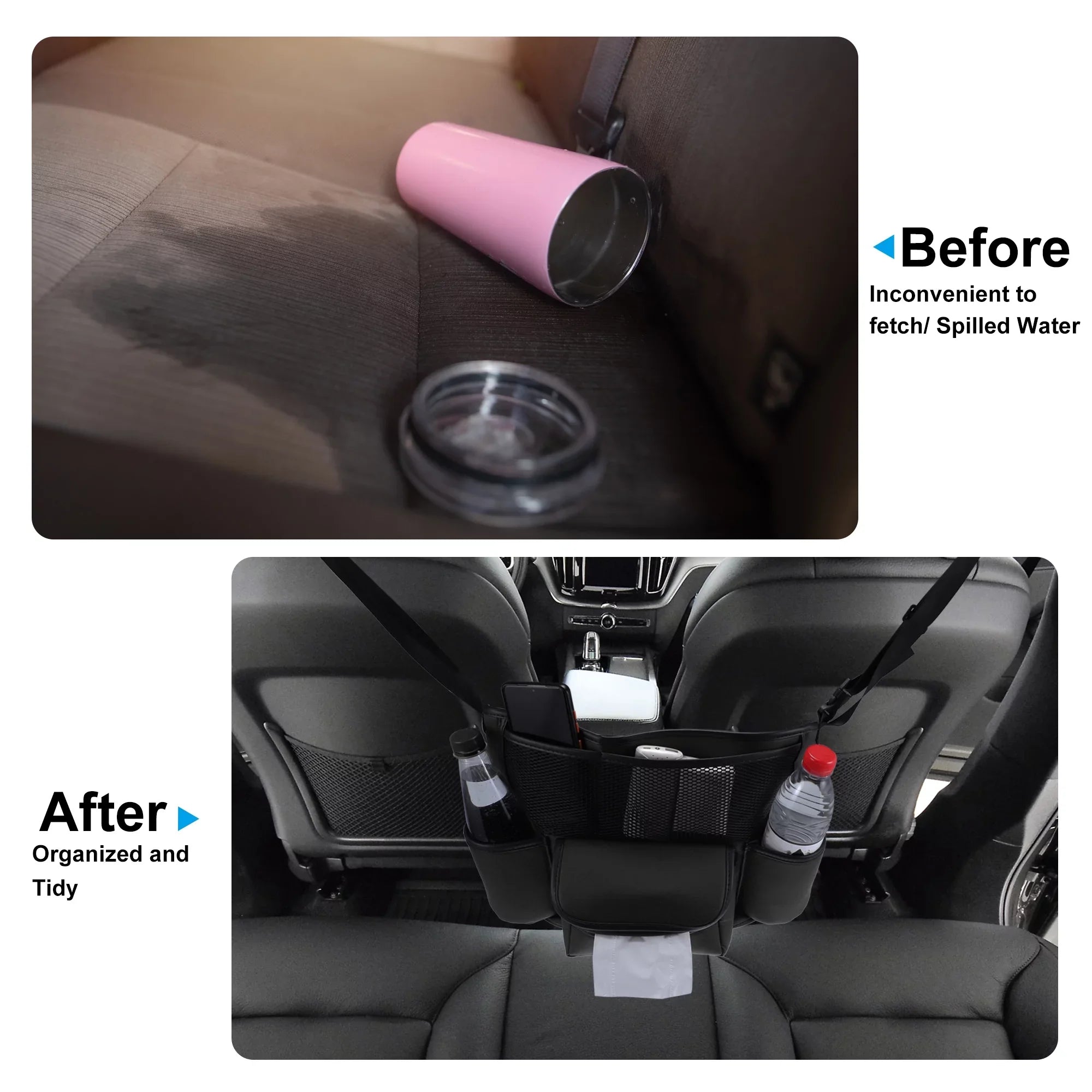 Car Large Capacity Seat Organizer Backseat Multi Pockets Purse Storage for Car 36x26c18cm Black