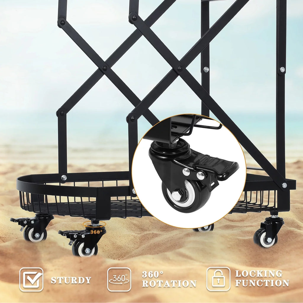 2-Tier Metal Rolling Utility Cart, Multifunction Storage Trolley