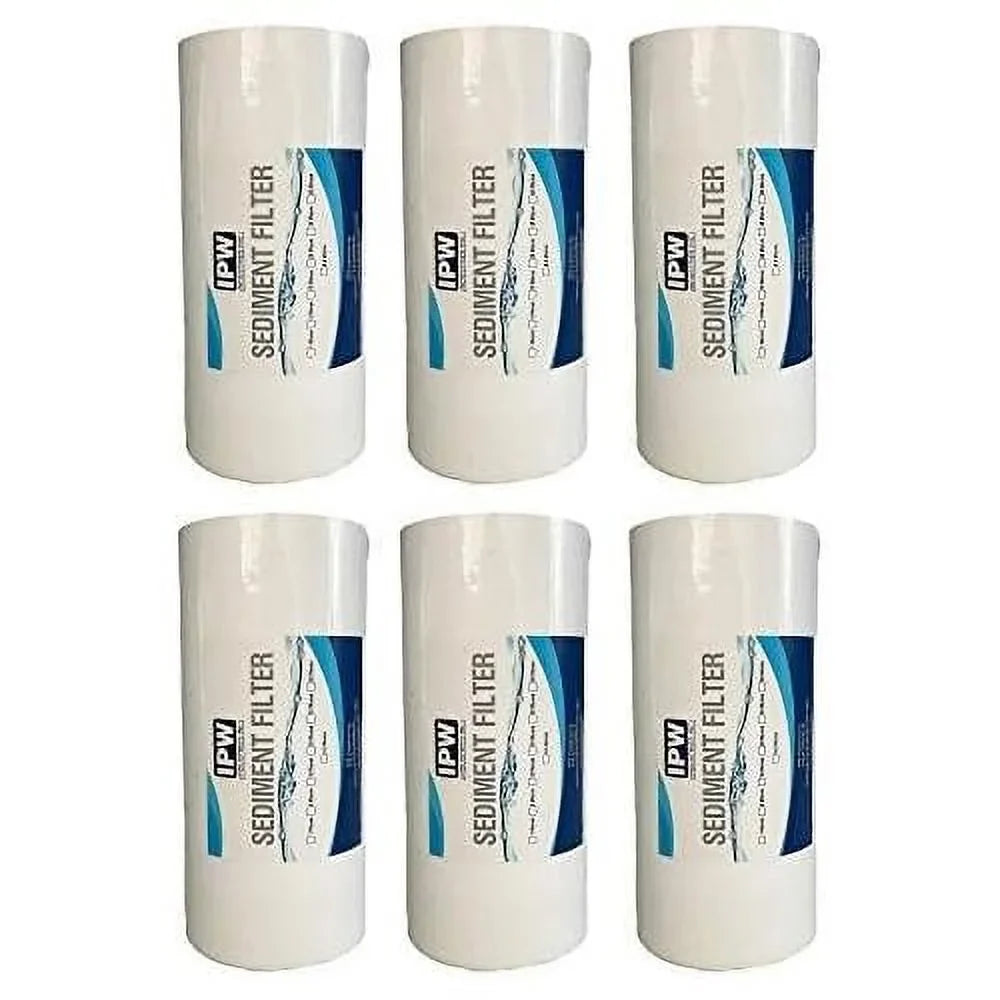 Whole House Sediment Water Filter - 20 Micron Sediment Filter - Full Flow Filter Compatible With Pelican And Other 10" X 45" Filtration Systems (6 Pack Of Filters)
