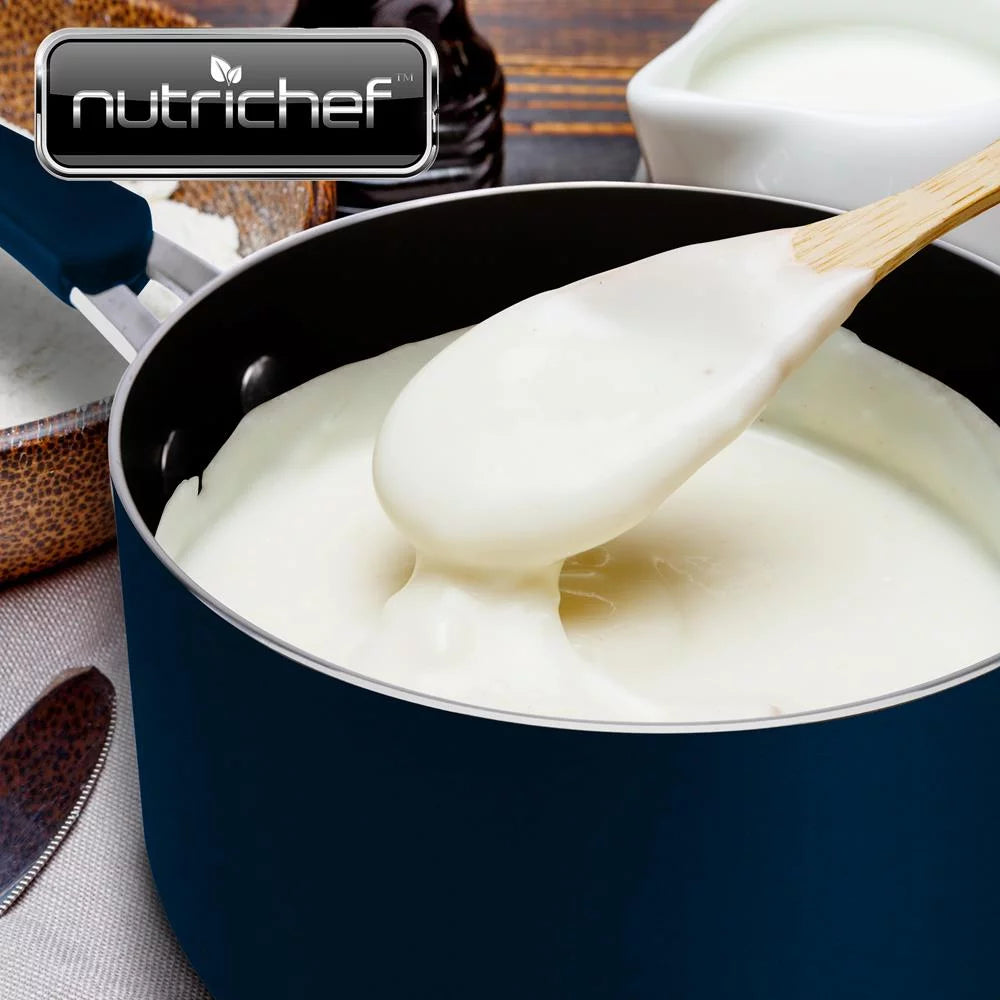 NutriChef 1.5 Quart Sauce Pot with Lid - Long Lasting Non-Stick High-Qualified Kitchen Cookware