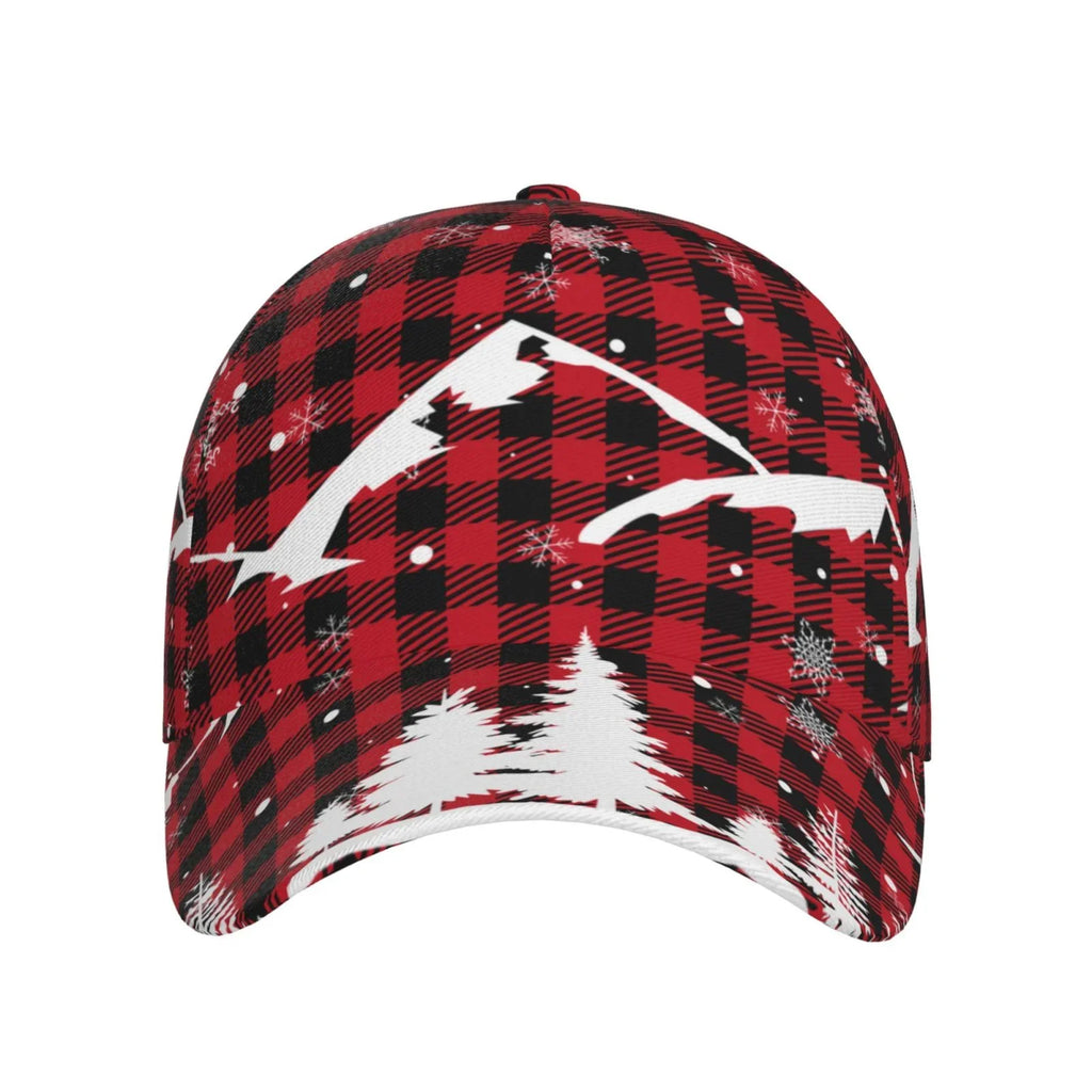 Balery Baseball Cap Adjustable Size for Running Workouts and Outdoor Activities All Seasons Dad Hat(Christmas Tree Buffalo Plaid)
