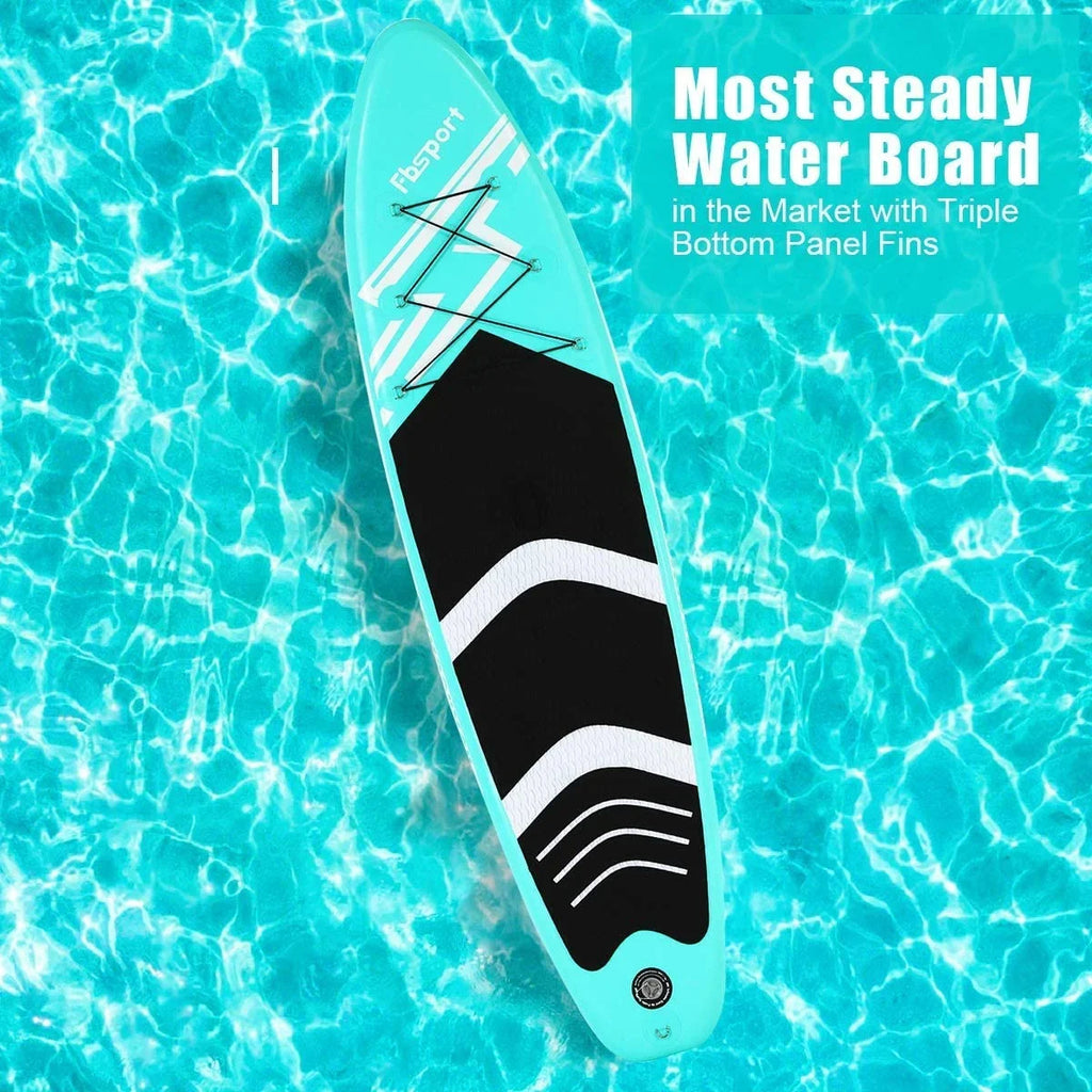 FBsport 10 Ft. Brushed Thickening Inflatable Stand up Paddle Board with Complete Accessories and Carry Bag, Wide Stance, Surf Control, Non-Slip Deck, Standing Boat, Green