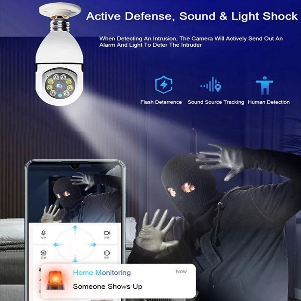 Pan Tilt Security Light Camera Full- 1080P Wireless Wi-Fi  Camera, Home Surveillance  Cameras with Motion Auto Tracking/Siren Alarm/Night Vision/Remote Viewing/Two-Way Audio,5G