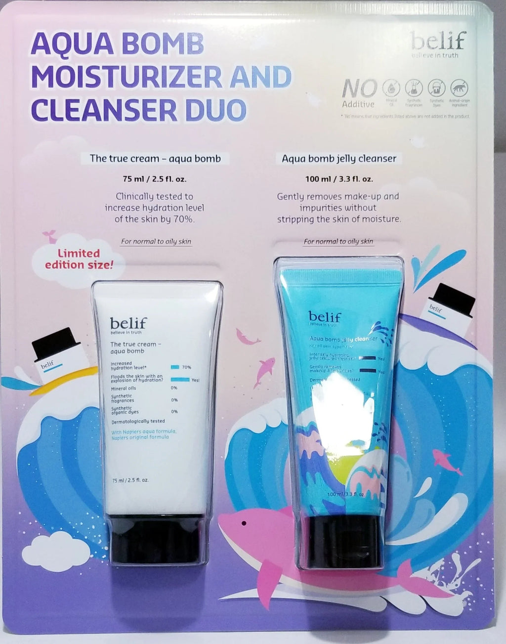 Belif Aqua Bomb Moisturizer and Jelly Cleanser Duo Pack