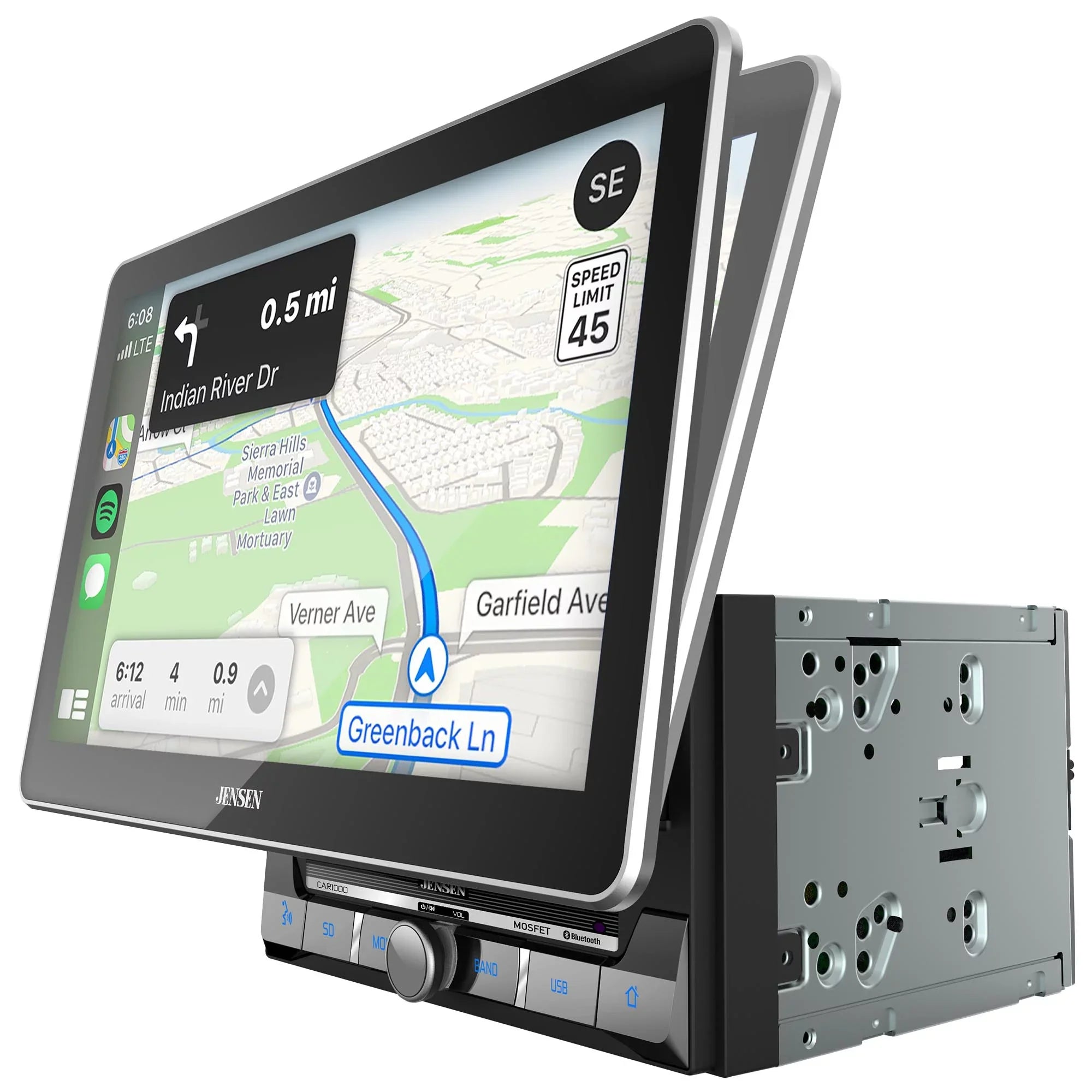 Jensen CAR1000 2 Din 10 in.  Mechlesss Carplay & Android Auto