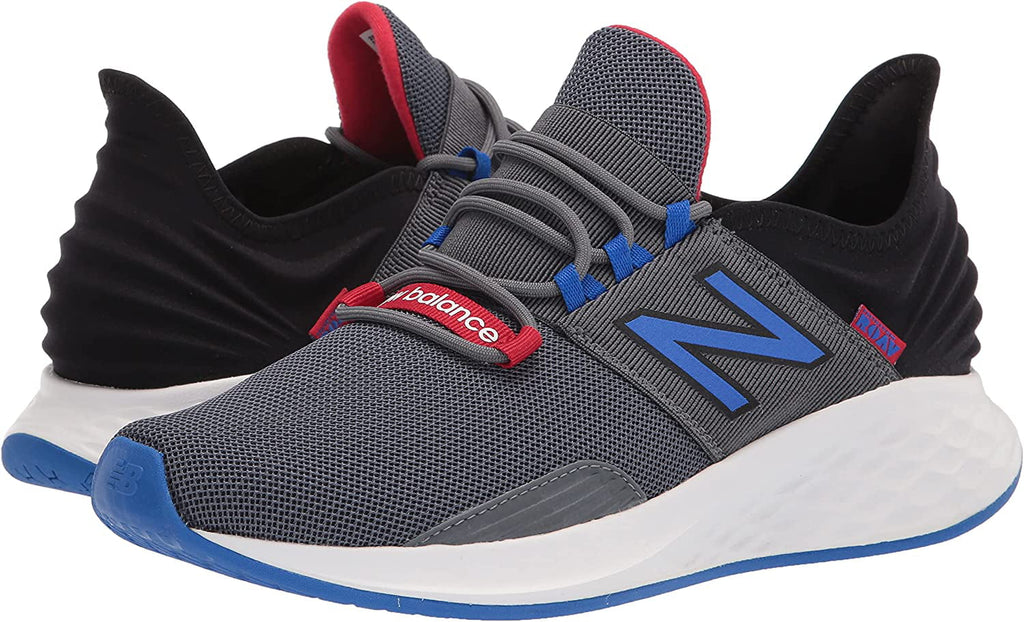 New Balance Mens Fresh Foam Roav V1 Sneaker 12 Lead/Cobalt/Team Red