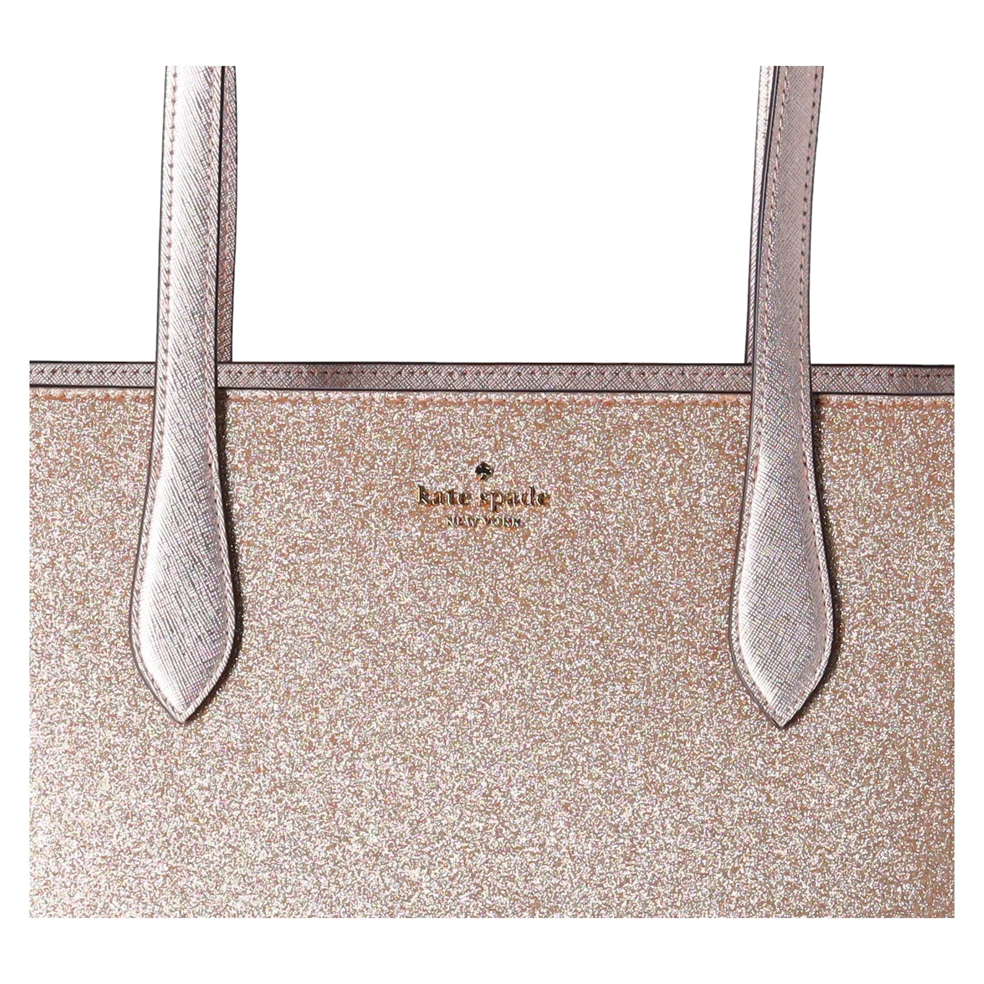 Kate Spade Glimmer Large Top Zip Tote Shoulder Bag Gold Glitter Holiday + Wallet