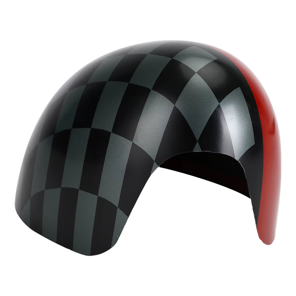 Black/Grey checkered Red Mirror Cover for  Cooper Hardtop F55 F56