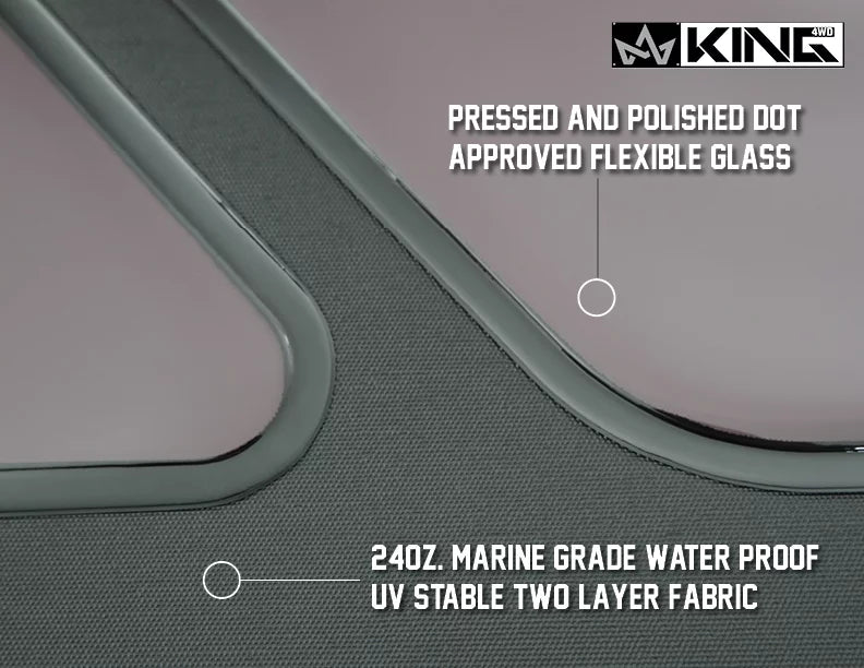 1997-2006 Fits Jeep Wrangler  King 4WD Premium Replacement Soft Top Without Upper Doors Black Diamond With Tinted Windows 14010235