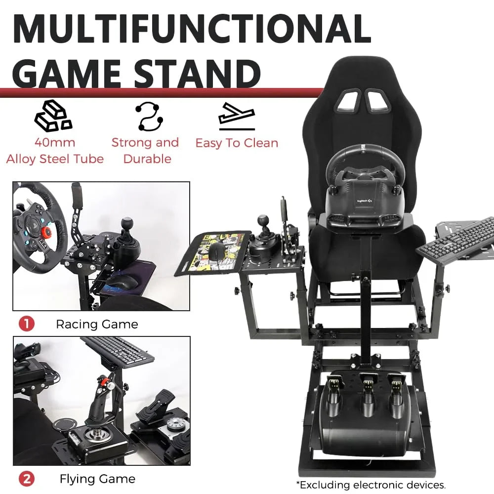 Supllueer Racing Flight Sim Cockpit with Seat Fit Thrustmaster Hotas Warthog Logitech G29 G923 X52