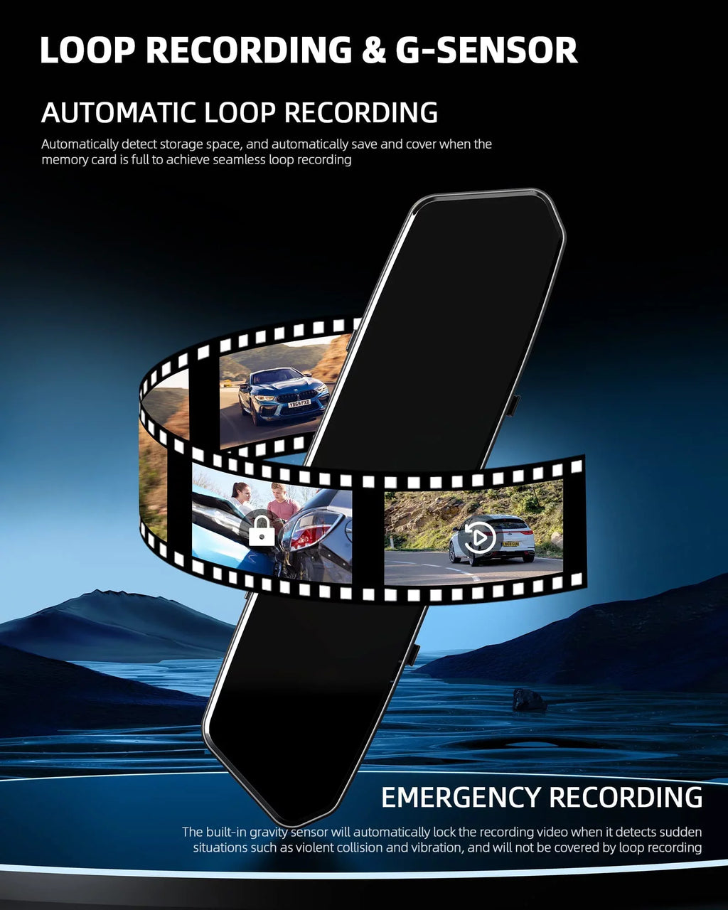 Dash Camera 1080P Mirror Dual Dash Cam Front and Rear,  7"  Touch Screen, Infrared Night Vision, Motion Detection, G-Sensor