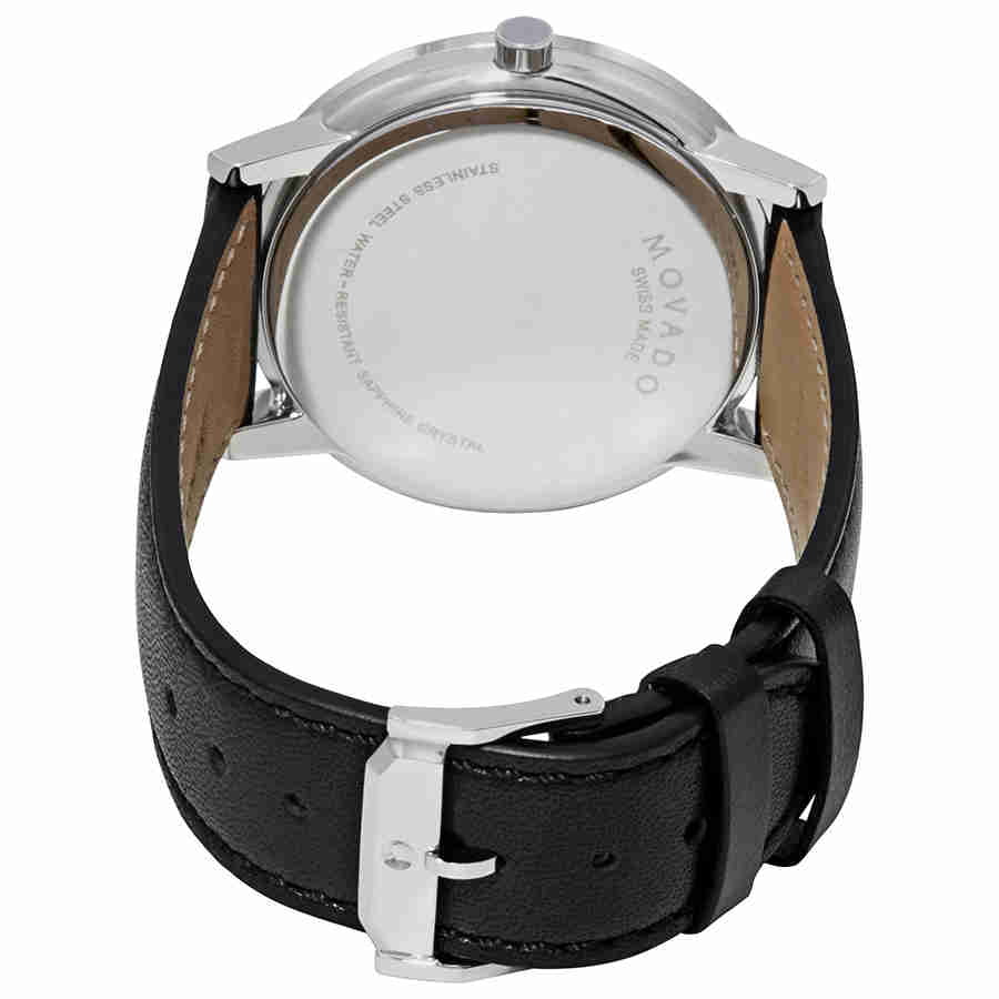 Movado Museum Classic 40mm Black Dial Leather Silver Tone Men's Watch 0607269