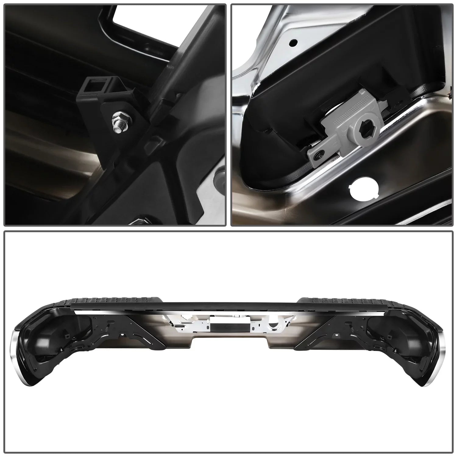 Motoring -10068 For 2019-2023 Silverado Sierra Chrome Rear Step Bumper With Parking Sensor Holes