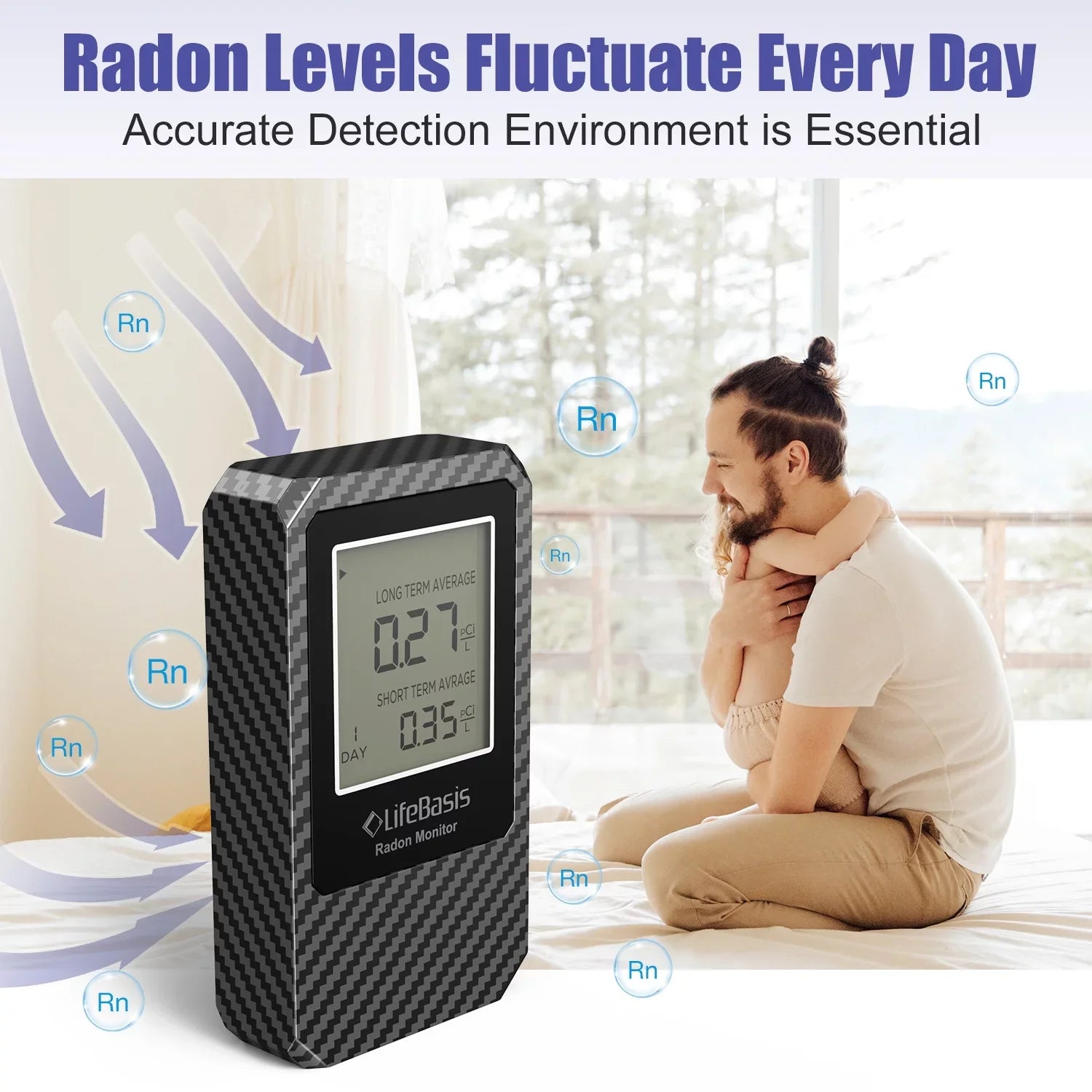 Life Basis Battery Operated Digital Radon Detector Home Radon Detector Portable