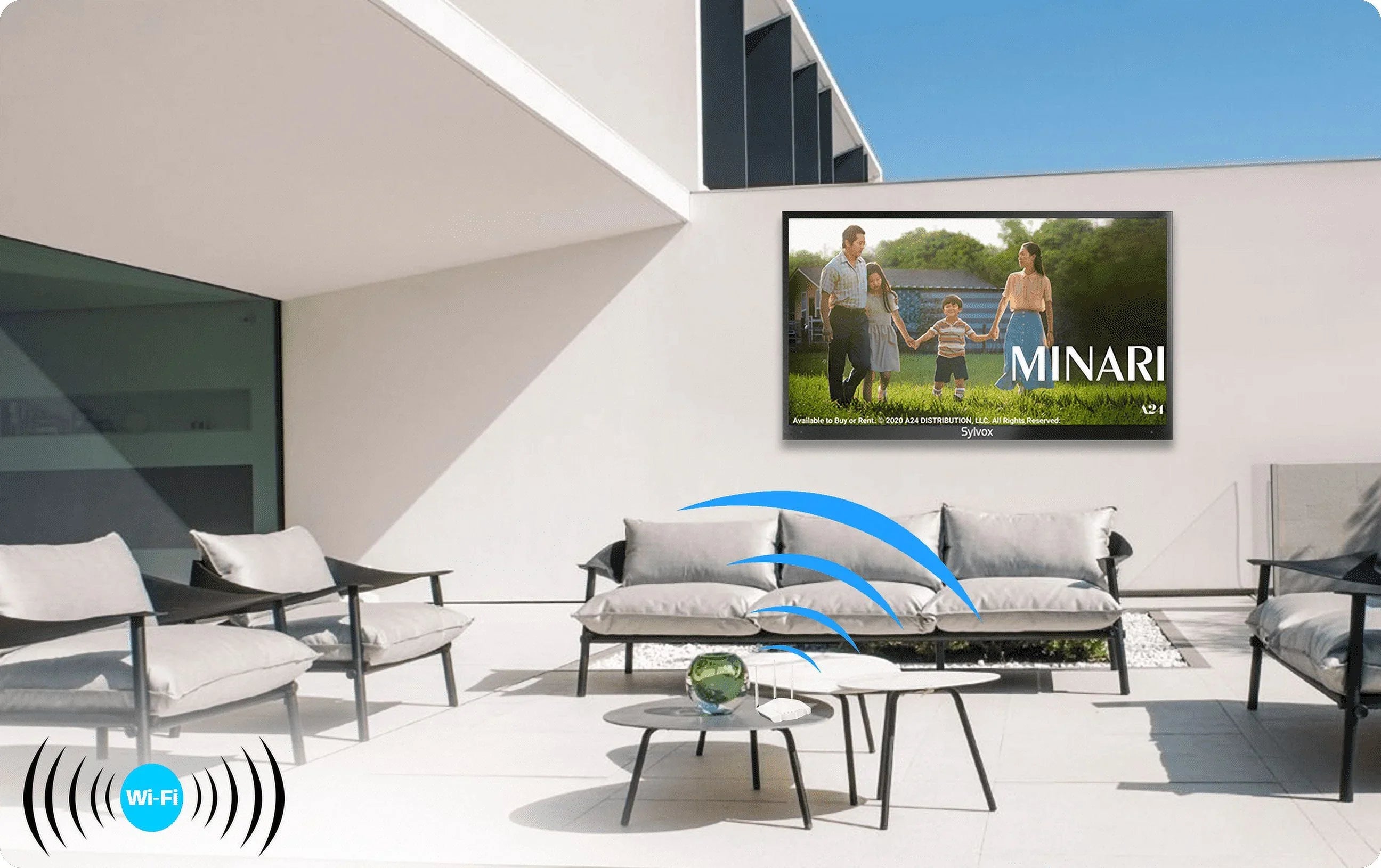 Restored  Outdoor , 55" Full Sun Outdoor Smart , 2000nits 4K  High Brightness, IP55 Waterproof Outside Television Built-in , Support WiFi Bluetooth Pool Series (Refurbished)