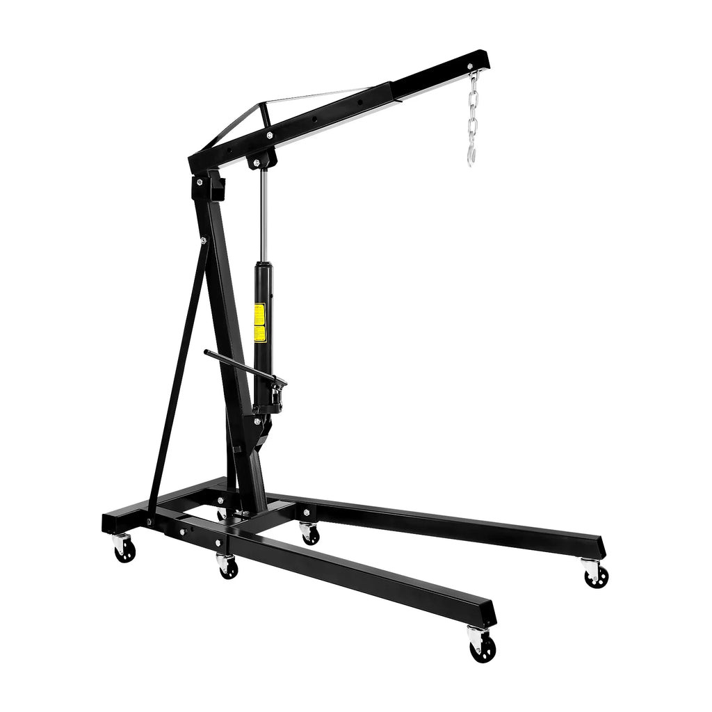 Folding Engine Crane 4400lbs, Lifting Capacity Shop Crane 2-ton, Hydraulic Engine Hoist, Cherry Picker With Telescopic Boom And Legs, Heavy Duty Steel Folding Shop Crane, Manual Engine Crane