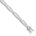 Sterling Silver Rhodium-plated Baguette and Round  Bracelet QQX400CZ
