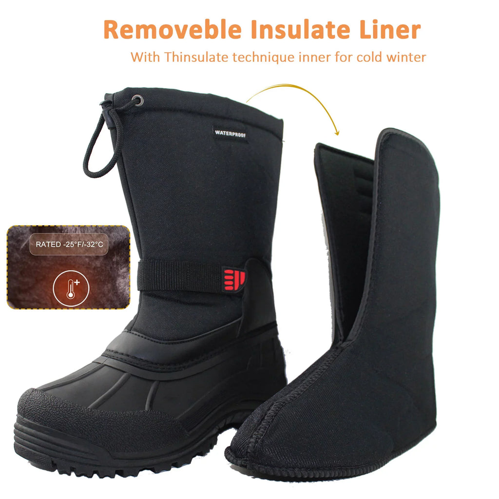 Tanleewa Men's Winter Boots Waterproof Insulated Snow Boots Anti-Slip Shoe Size 11.5 Adult Male