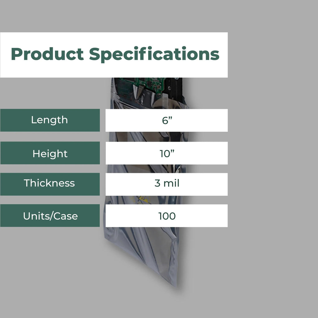 3 Mil Metallic Conductive Transparent Bags 6" x 10" High-Quality 100/ Dependable  Protection
