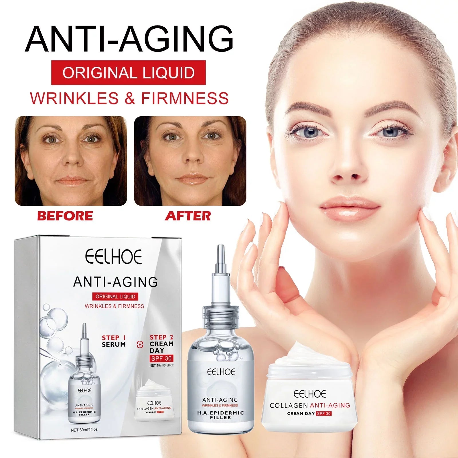 Yuxuan Filling Anti-wrinkle Suit, Fade Fine Lines, Moisturize, Resist Aging, Tender Skin, Tighten And Moisturize Essence, Face Cream 30ml, Tea Tree Oil