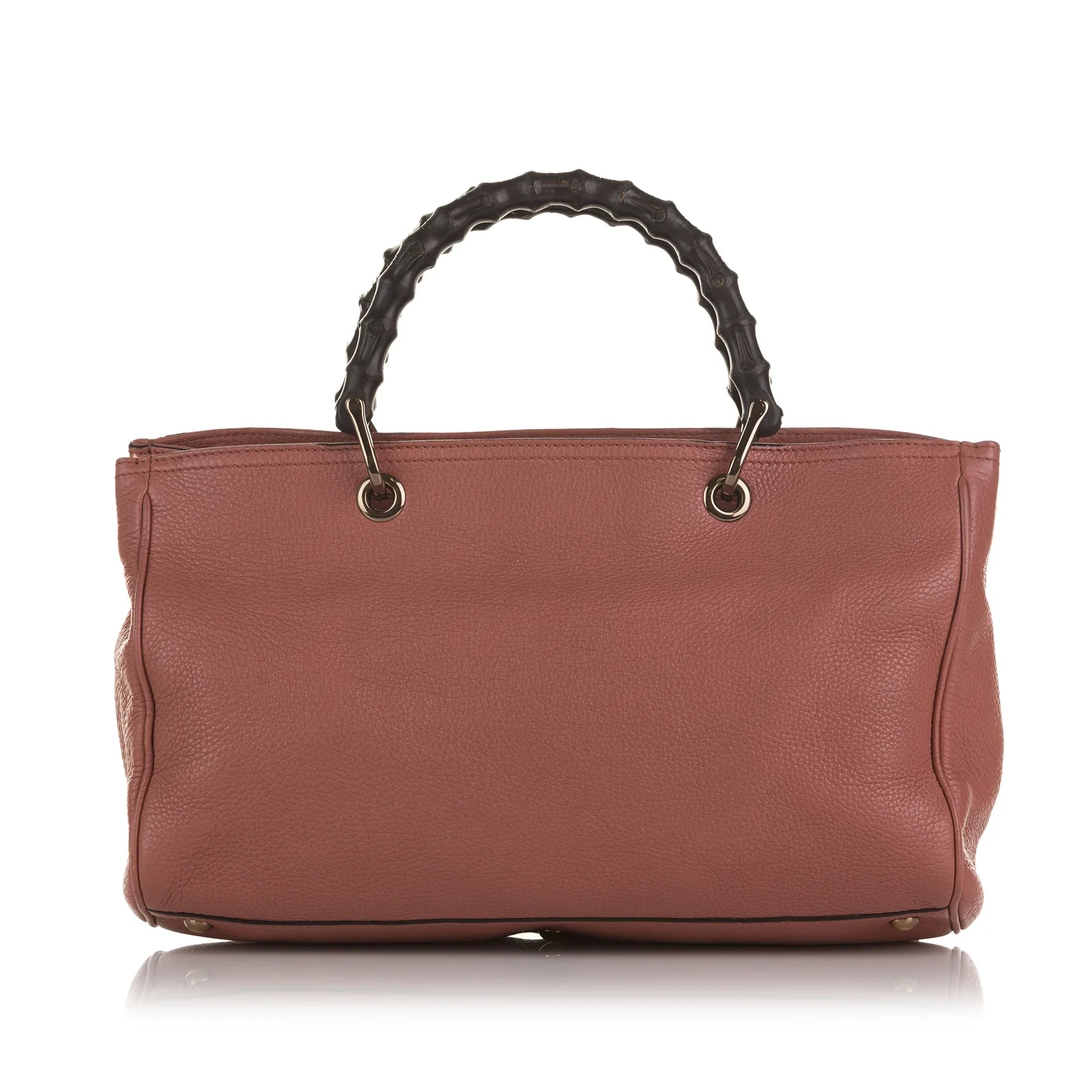 Pre-Owned Authenticated Gucci Bamboo Shopper Satchel Calf Leather Pink Unisex (Fair)
