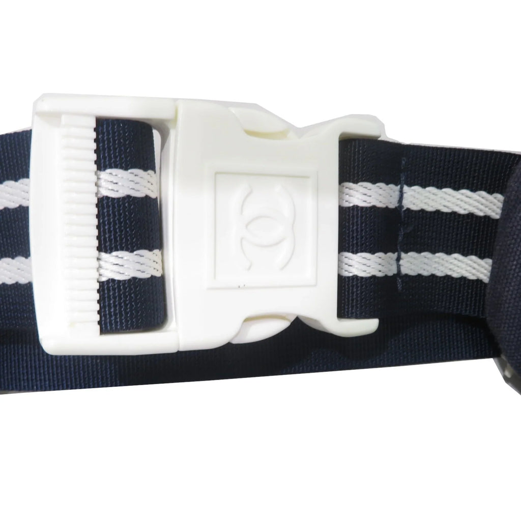 Pre-Owned  Sportsline Waist Bag Body Navy/White Canvas Women's Men's (Good)