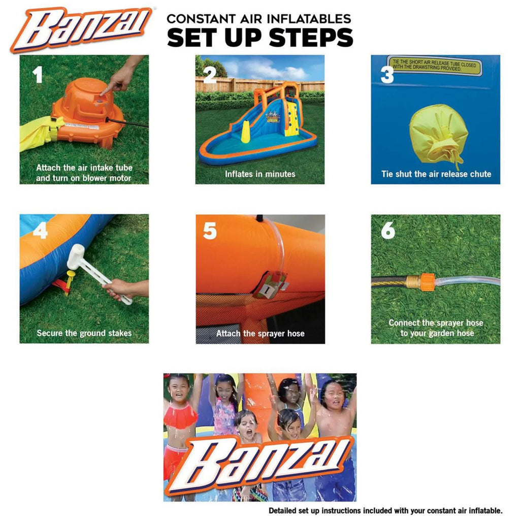 Banzai Plummet Falls Adventure Inflatable Outdoor Water Park Splash Pool
