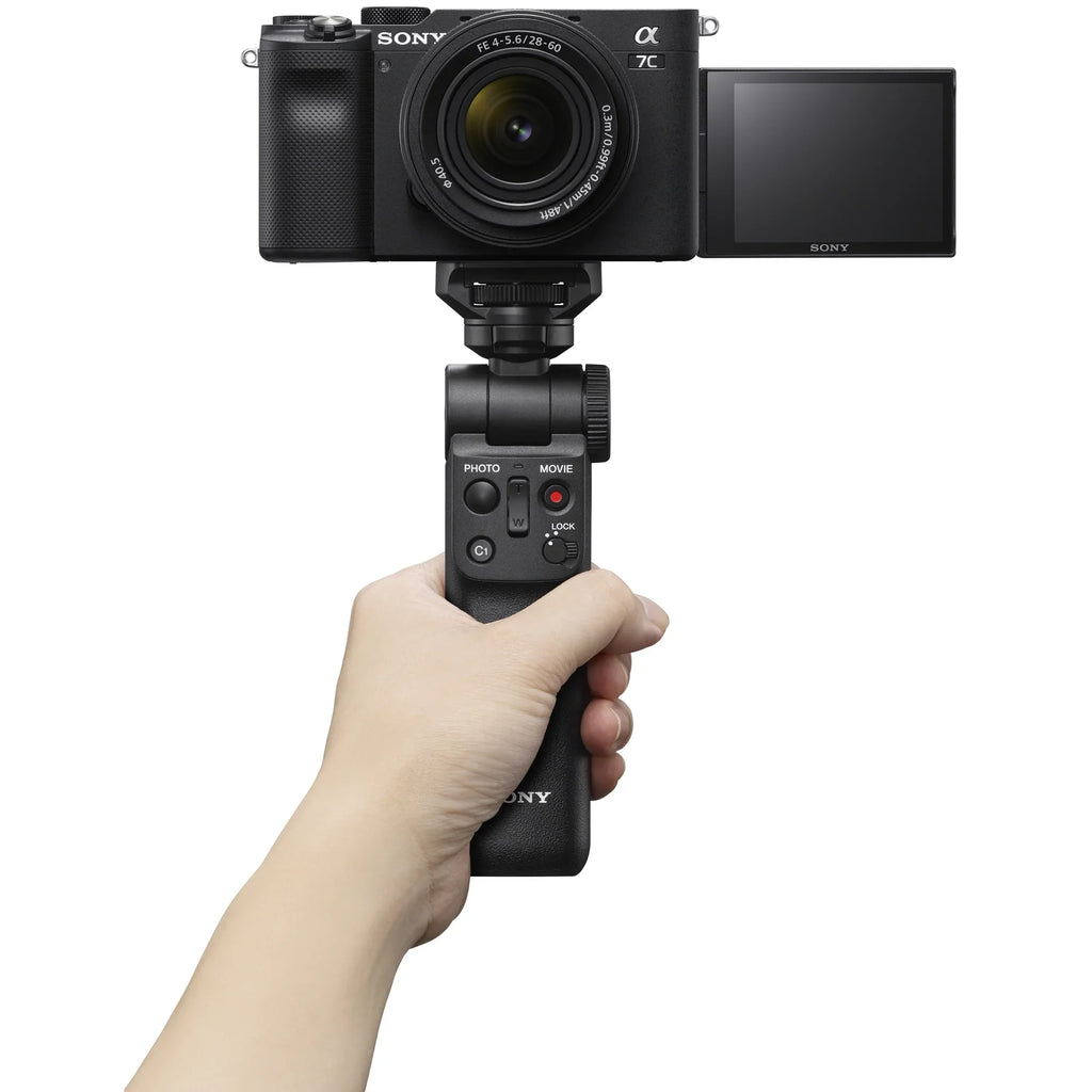 Sony a7C Mirrorless Full Frame Camera Body with 28-60mm F4-5.6 Lens Black ILCE7CL/B Bundle + Vlogger Kit ACCVC1: -VPT2BT Shooting Grip w. Wireless Remote + 2x Battery + Deco Gear Bag & Accessories