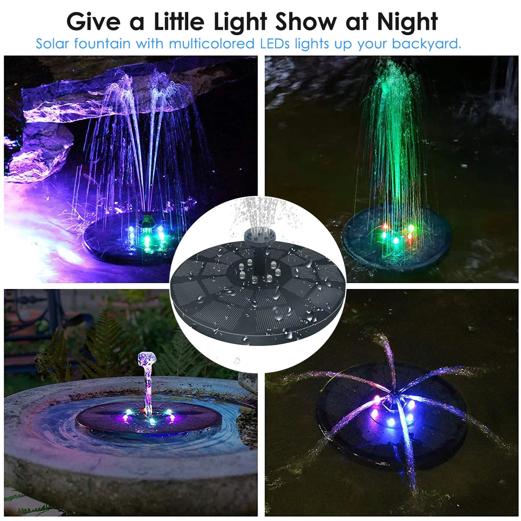 Nebublu Fountain,7 Spray Patterns Solar Pump 3w Water Pump With Battery Pond Pool Bath 7 Patterns Water Pump And Solar Powered 3w Solar Powered Pool Fish Bath 7 Spray Led