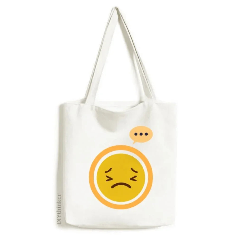 Horrible Yellow Cute Online Chat Expression Sack Canvas Tote Shoulder Bag