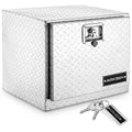 18" Aluminum Truck Underbody Diamond Plate ToolBox w/ T-Handle Latch Durable Pickup Trailer Storage Organizer Tool Box Key Lock, Silver