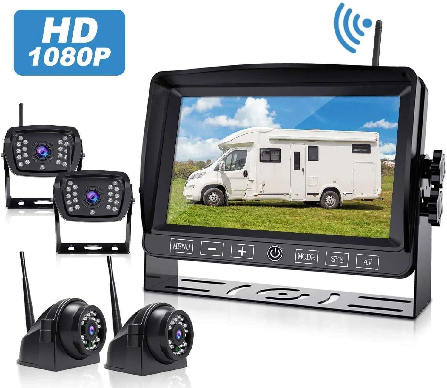 Xroose Wireless Backup Camera Car Rear View Parking System  1080P 7" Monitor 3.0 Night Vision for  Camper Motohome Tralier Truck Van FW04