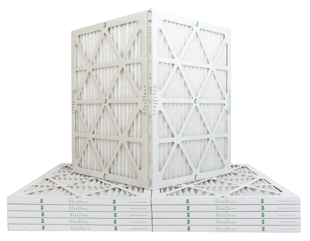 Glasfloss 16x24x1 -  10 -Qty:12 - Furnace Air Filter - Made in  (Actual Size: 15.5 x 23.5x7/8 inch)