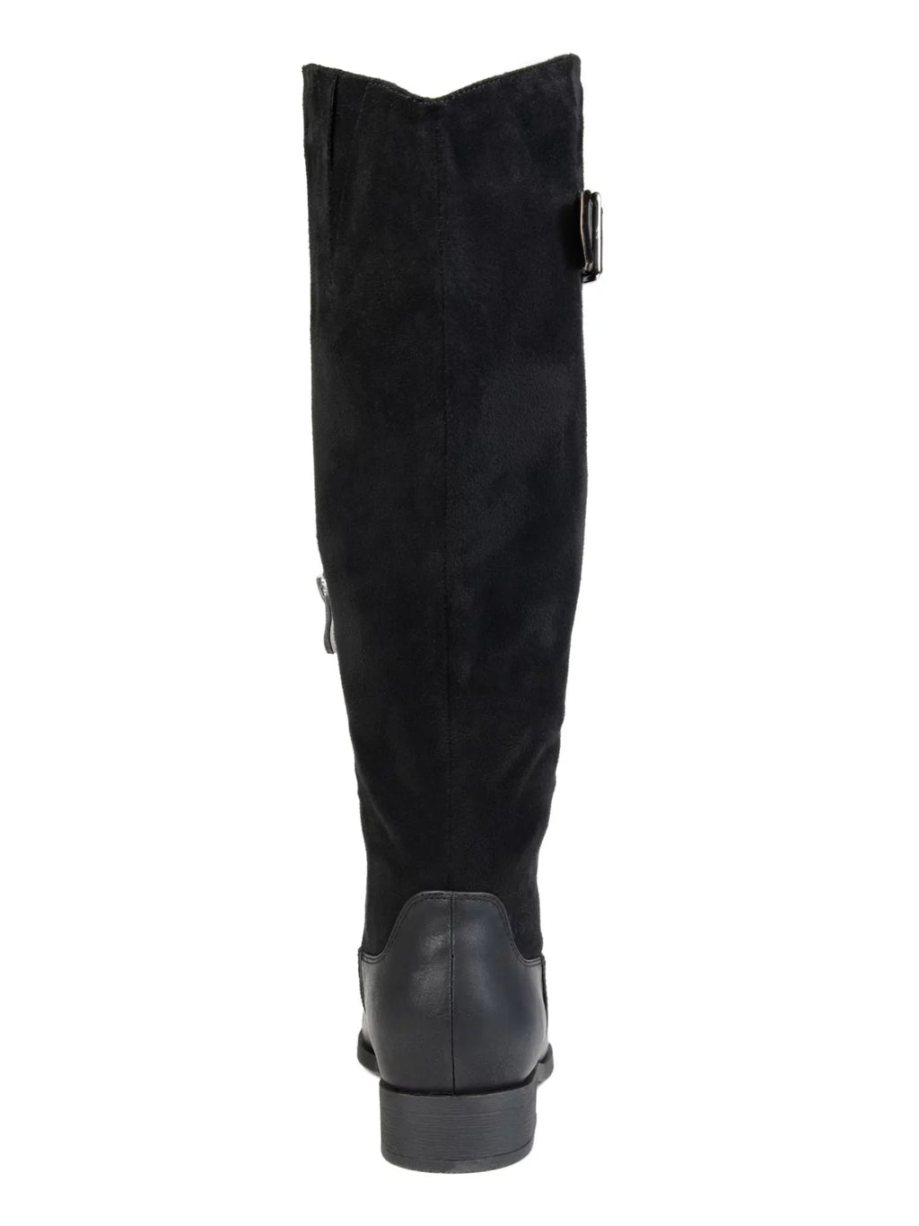 Womens Black Goring Buckle Accent Comfort Frenchy Almond Toe Block Heel Zip-Up Riding Boot 8.5