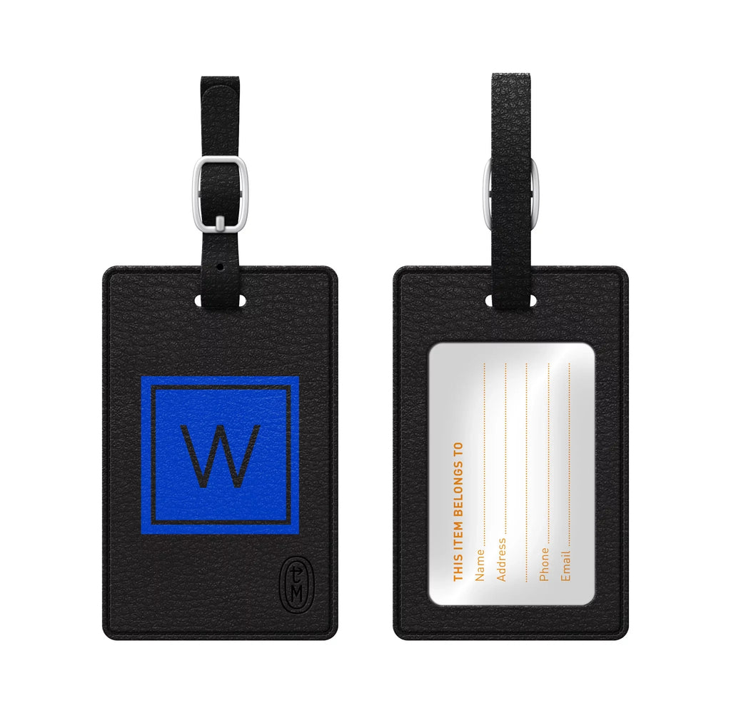 Centon  Monogram Leather Bag Tag Inversed Black Marine W TAGV1BLK-M06M-W