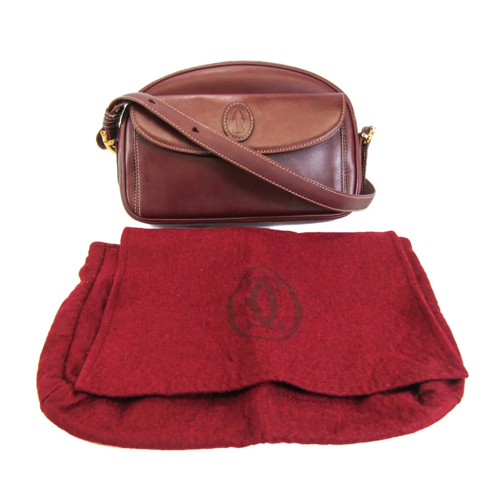 Pre-Owned Cartier Must Women's Leather Shoulder Bag Bordeaux (Good)