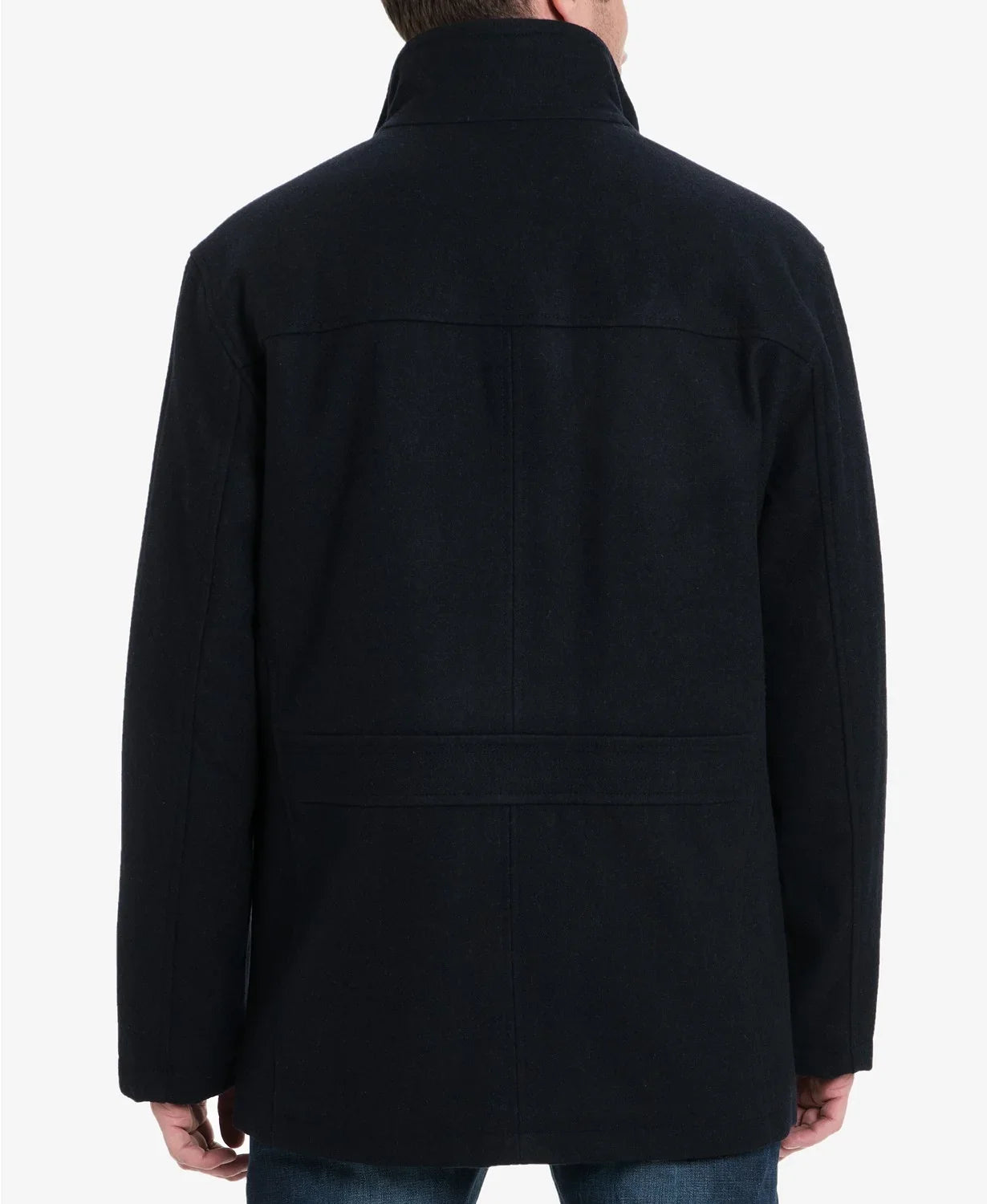 London Fog Men's Wool Blend Button Front Car Coat, Charcoal, -Large