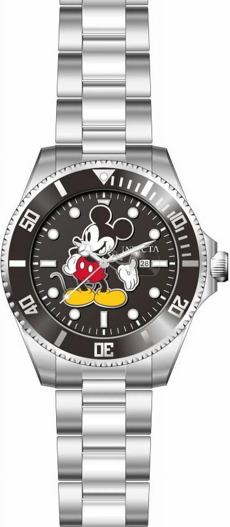 Invicta Men's Disney Mickey Mouse Black Yellow Dial limited Edition Stainless Steel Quartz Watch