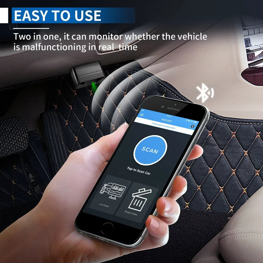 Innova 6000P Bluetooth Wireless  Car Code Reader Check Engine Light   Airbag System Automotive Diagnostic Tool OBD2 Scanner 12V Vehicle Read Clean Code Scanner for  and Android Phones