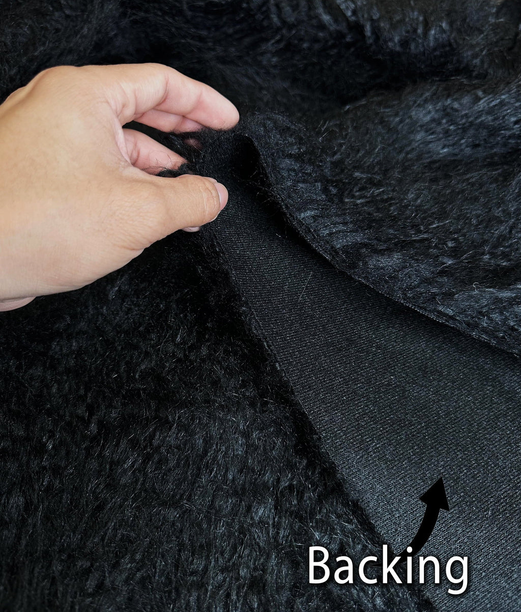 Faux Fake  Yak  3.5"  Pile Japanese Fire Retardant Yarn 2.3oz Per Yard / Craft, Sewing Cosplay 58" Wide Sold by Continuous Yard (Black)